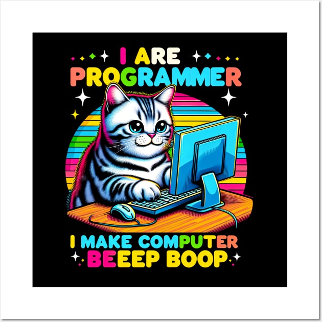 I Are Programmer Beep Boop Cute Programmer Cat Wall Art by T-shirt US